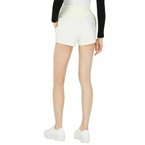 GUESS Women's Cream White Lace-up French Terry Sweat Shorts Small